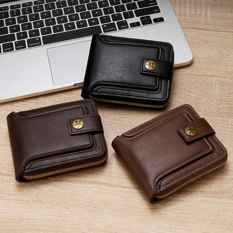 Vintage Fashion Postcards - Men's High-Quality PU Leather Vintage Small
