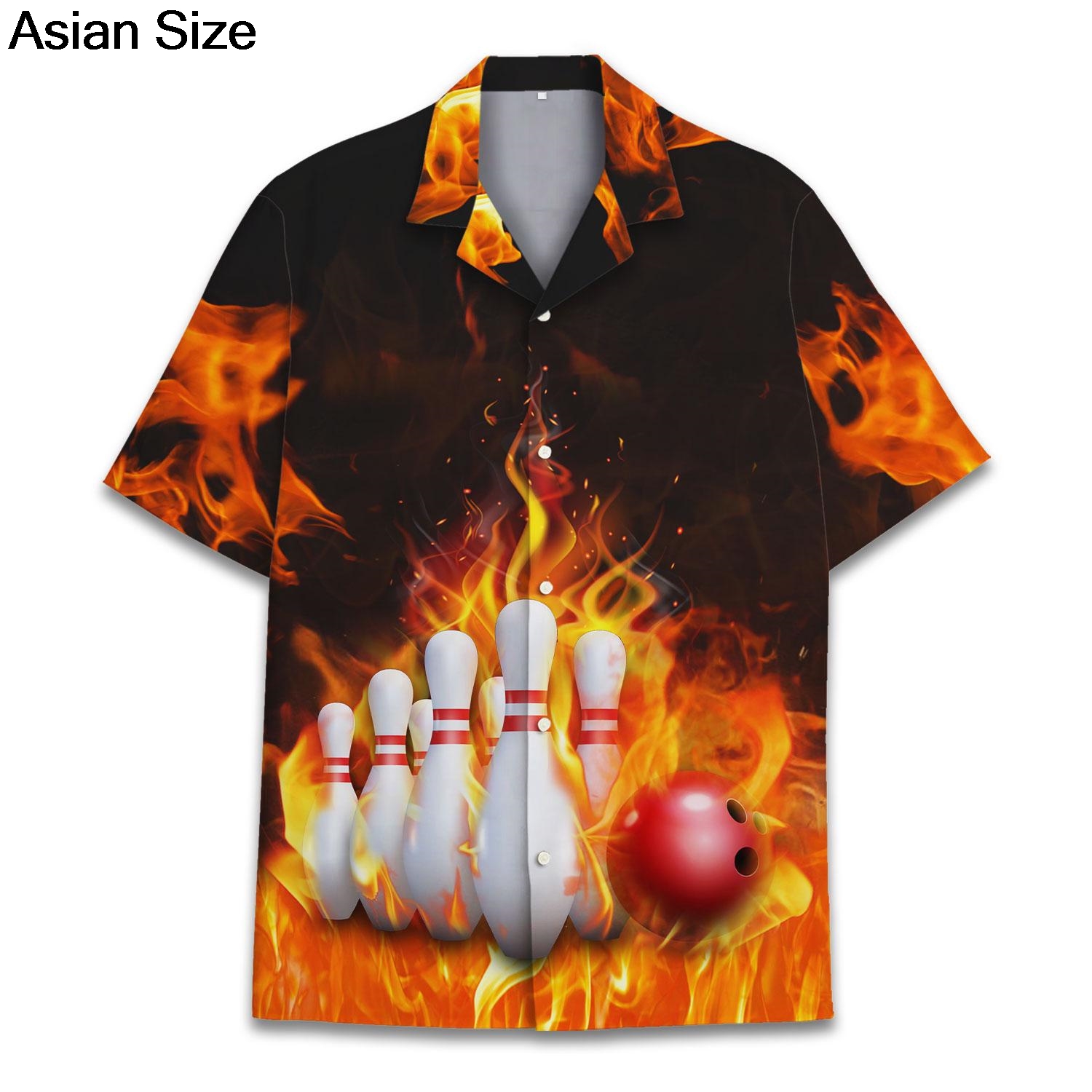 Cool Blue Fire Bowling Sport G - Bowling Shirt Camp ulasan dan harga