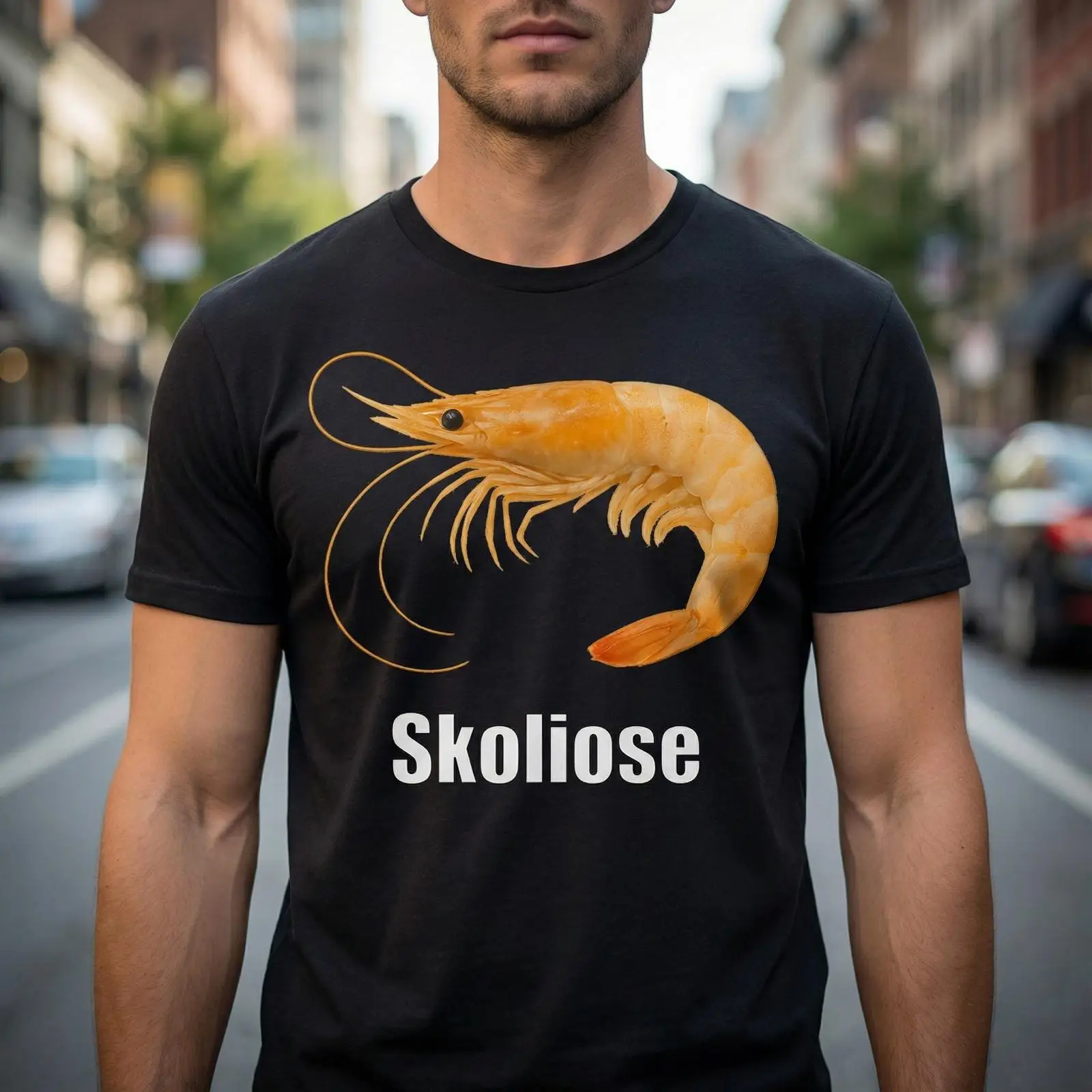 Shrimp Scoliosis T Shirt Dark  - Vintage Fashion Gen Z ulasan dan harga