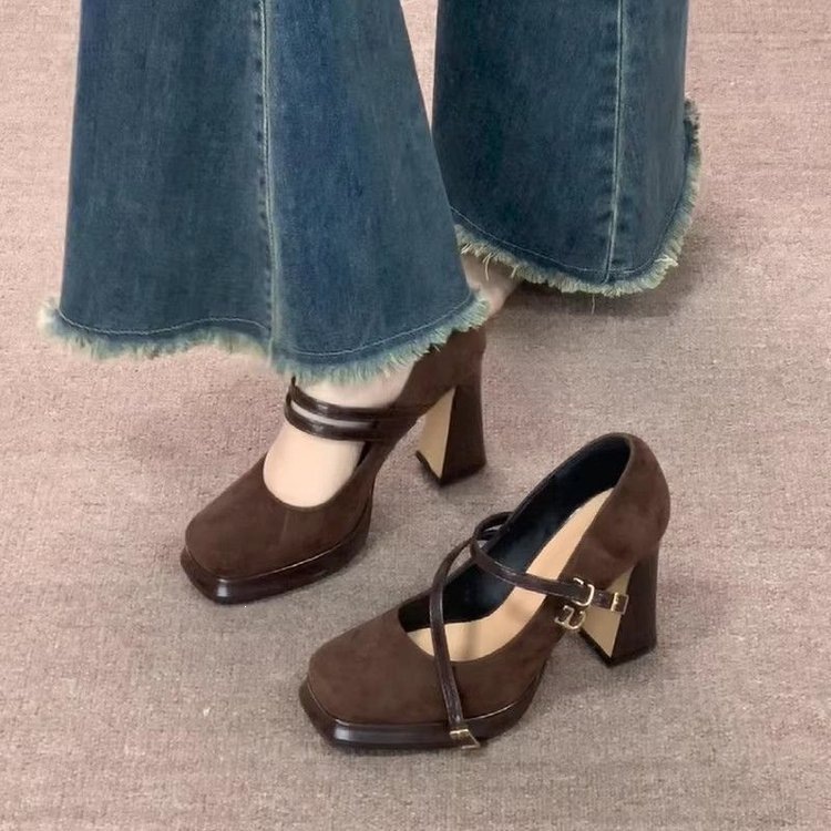 Vintage Thick High Women Mary  - Vintage Fashion Designers ulasan dan harga
