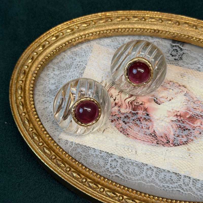 Vintage Pink Glazed Transparen - Vintage Fashion Jewelry Brands ulasan dan harga