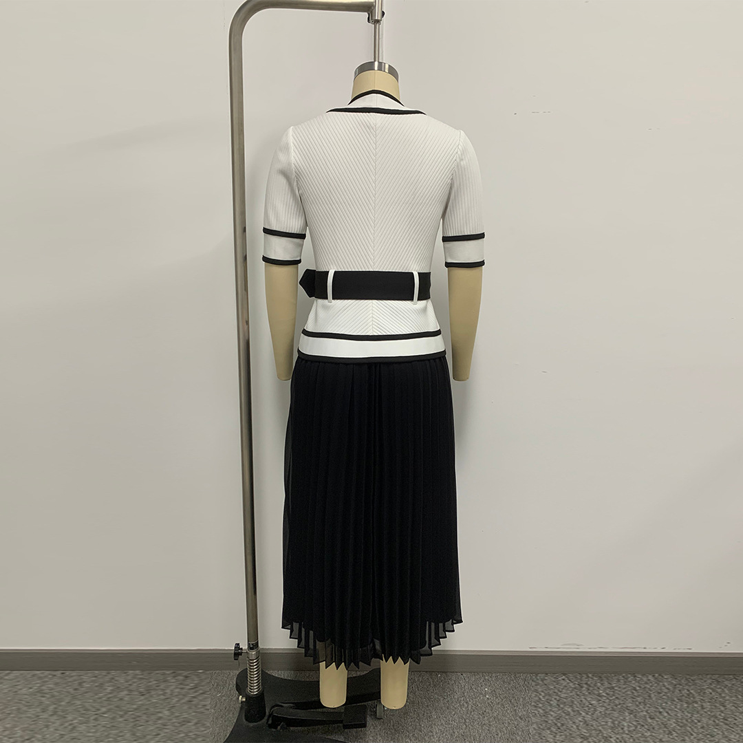 Sexy V Neck Buttons Belted Ple - Vintage Fashion Exhibition ulasan dan harga