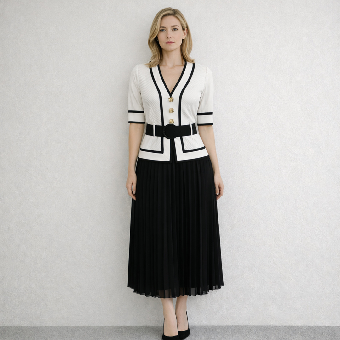 Sexy V Neck Buttons Belted Ple - Vintage Fashion Exhibition ulasan dan harga