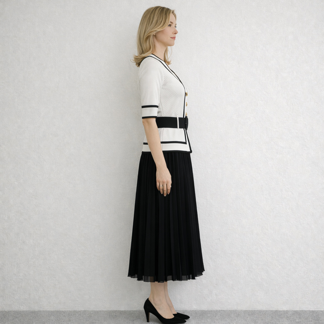 Sexy V Neck Buttons Belted Ple - Vintage Fashion Exhibition ulasan dan harga