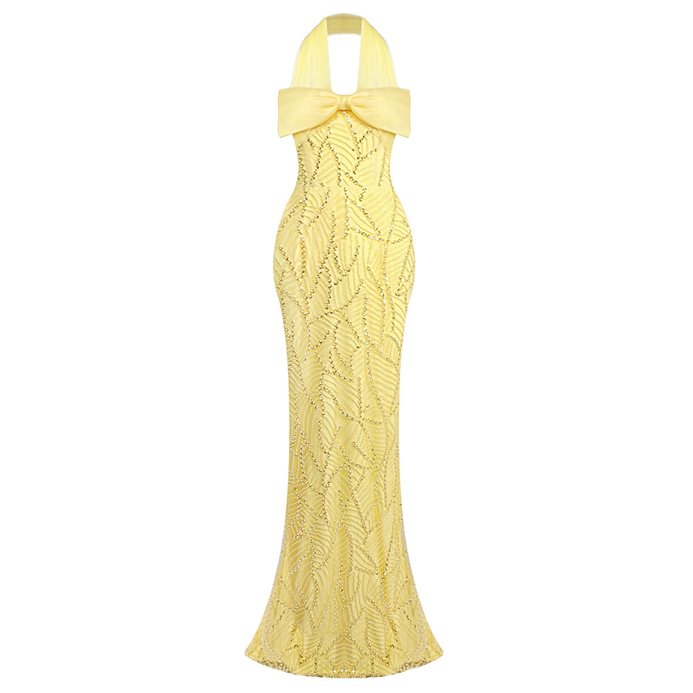 Vintage Yellow Mesh Sequin Pro - Vintage Fashion Exhibition ulasan dan harga