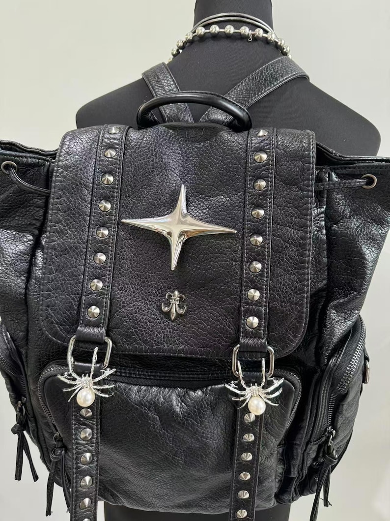Gothic Punk PU Leather Shoulde - Vintage Fashion Boutique ulasan dan harga