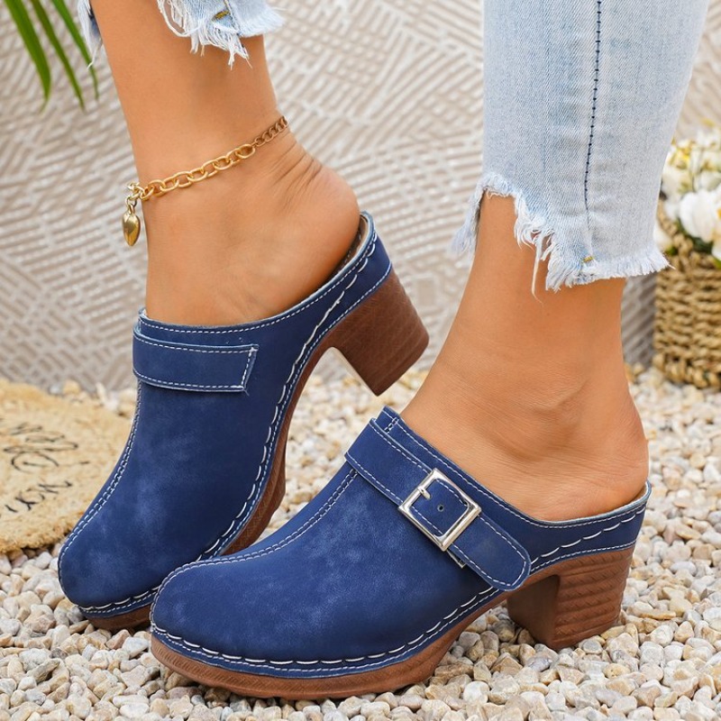 Women's Slip-On Mules Block He - Vintage Fashion Designers ulasan dan harga