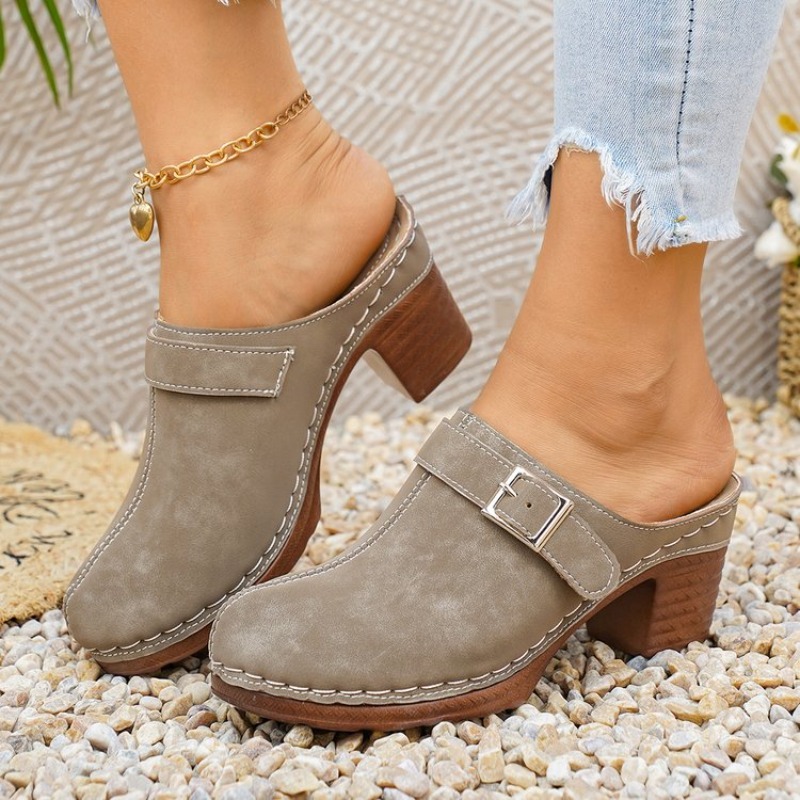 Women's Slip-On Mules Block He - Vintage Fashion Designers ulasan dan harga