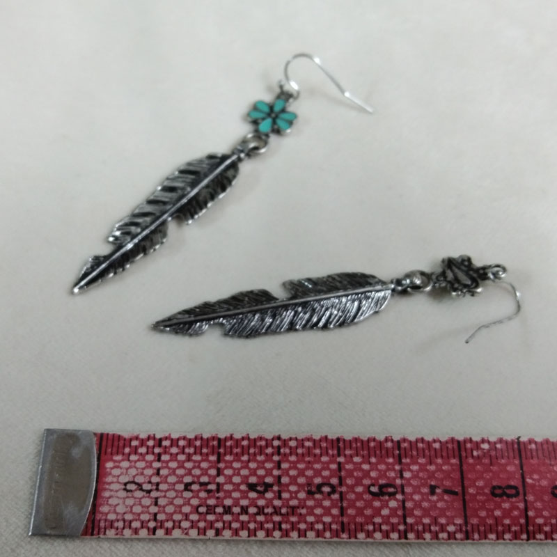 Antique Silver Feather Drop Ea - Vintage Fashion Jewelry Brands ulasan dan harga