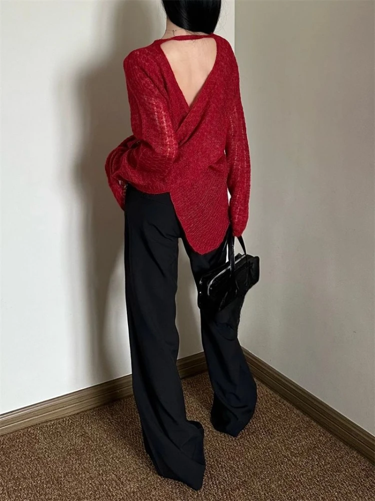 Y2K See-Through Knitted Women' - Usa Vintage Fashion ulasan dan harga