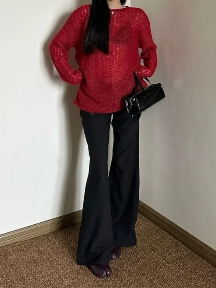 Y2K See-Through Knitted Women' - Usa Vintage Fashion ulasan dan harga